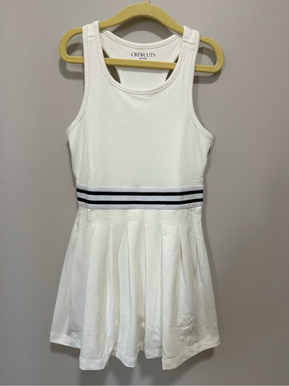 Crewcuts White Tank Dress with Navy Striped Waistband